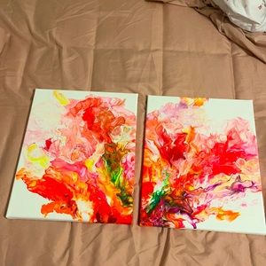 Two hand painted pictures 👌🏻✨🌹🌸